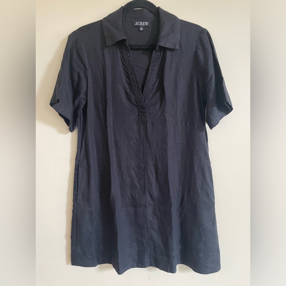 J Crew Black Linen Shirt Dress Size SP - Picture 2 of 7